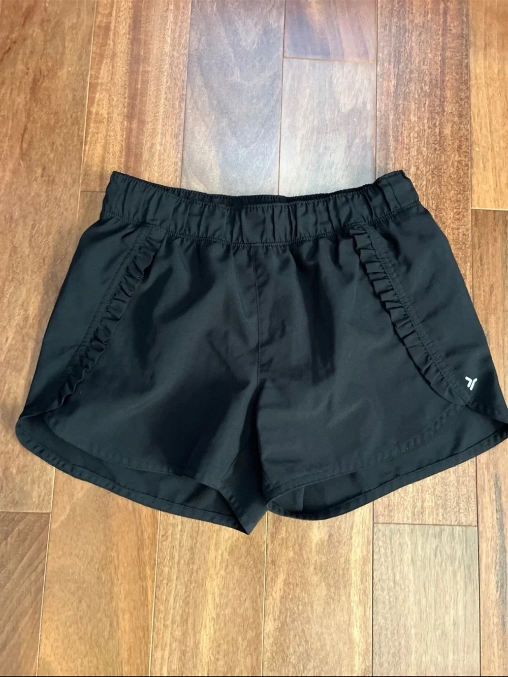 Black Athletic Shorts and Teal Floral Print Running Shorts - Girls